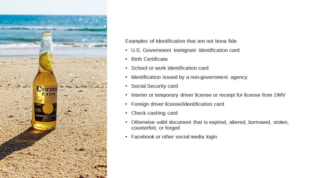 Unacceptable Forms of ID ABC Server Training