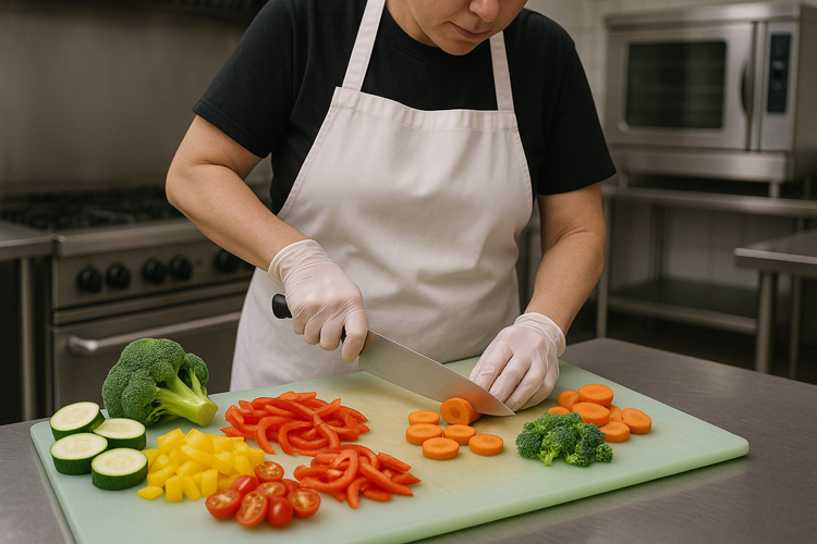 A food handler in the kitchen