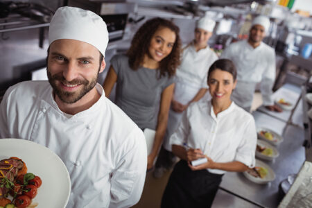 A team of food workers during a training session